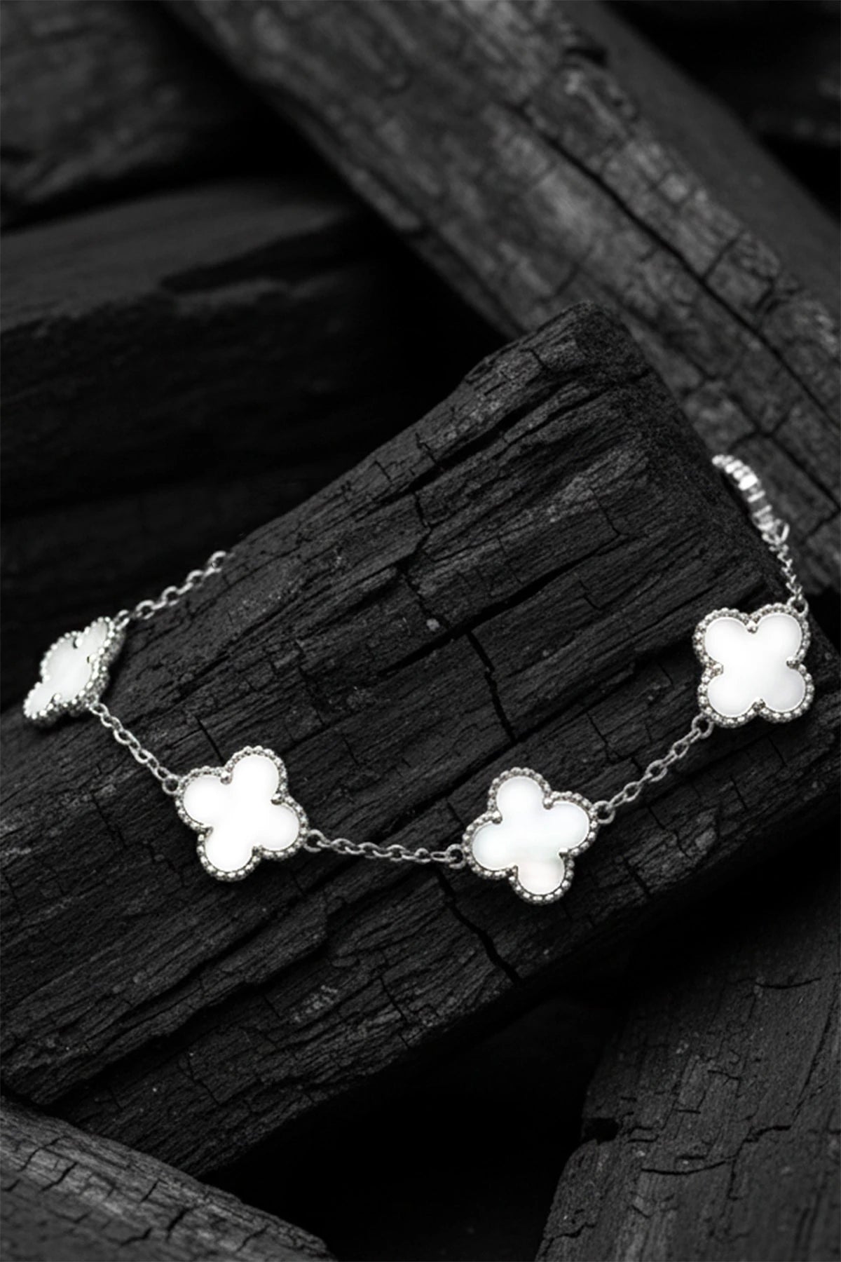 Erkek Kadın Çift Bilekliği Taşlı Royal Pearl Petal Model Çelik Bileklik