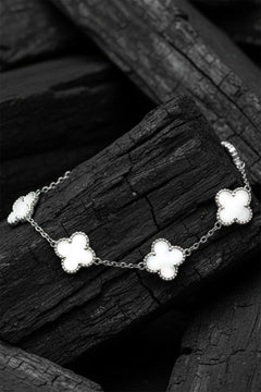 Erkek Kadın Çift Bilekliği Taşlı Royal Pearl Petal Model Çelik Bileklik
