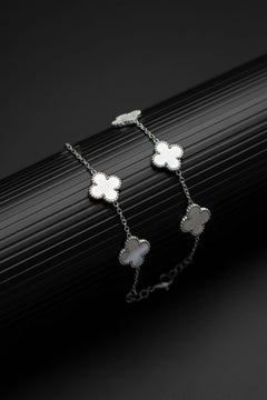 Erkek Kadın Çift Bilekliği Taşlı Royal Pearl Petal Model Çelik Bileklik