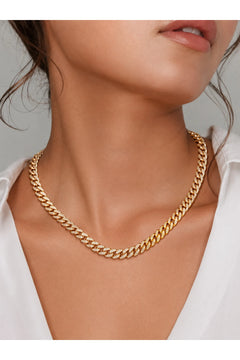 Erkek Kadın Taşlı Altın Kaplama Cuban Chain Kolye Zirkon Taşlı Hip Hop Rapçi Stil Paslanmaz Çelik Kolye