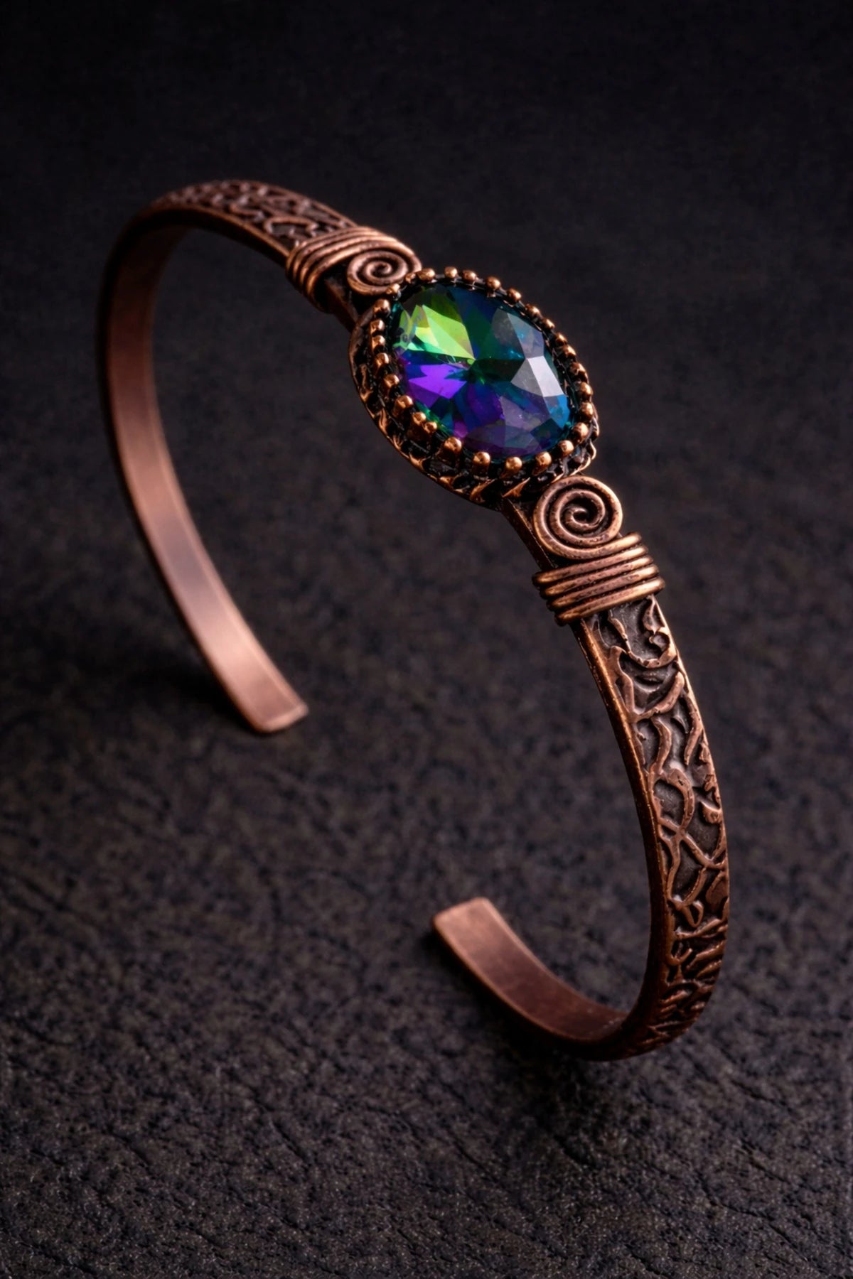Kadın Bakır Küpe Bileklik Kolye Takım Seti Doğal Mistik Topaz Taşlı Oval Model Set
