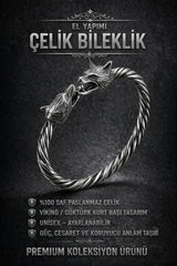 Viking Kurt Başlı Çelik Bileklik – Güç, Cesaret ve Sadakati Sembolize Eden Erkek Çelik Bileklik