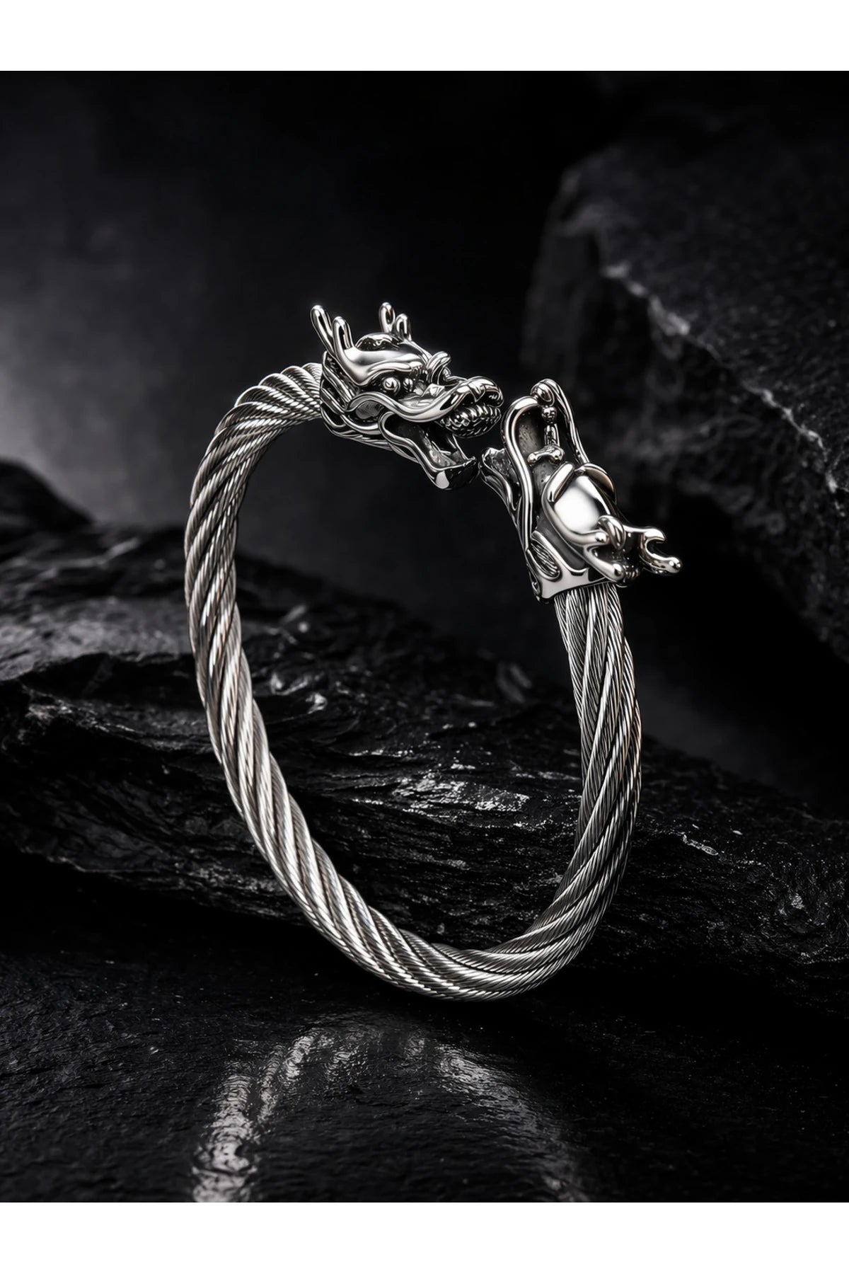 Viking Ejderha Başlı Çelik Bileklik – Güç, Cesaret ve Sadakati Sembolize Eden Erkek Çelik Bileklik