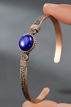 Erkek Bakır Bileklik Doğal Lapis Lazuli Taşı Kadın Kelepçe Bilezik