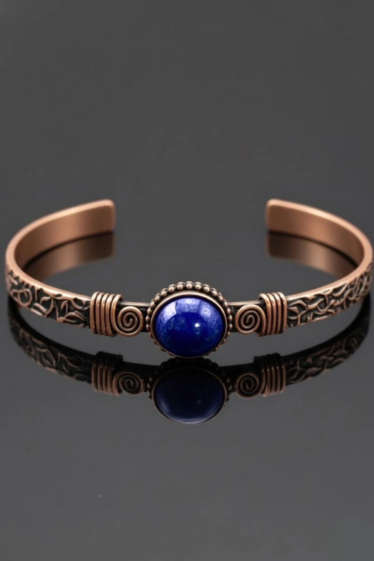 Erkek Bakır Bileklik Doğal Lapis Lazuli Taşı Kadın Kelepçe Bilezik