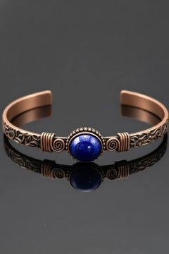 Erkek Bakır Bileklik Doğal Lapis Lazuli Taşı Kadın Kelepçe Bilezik