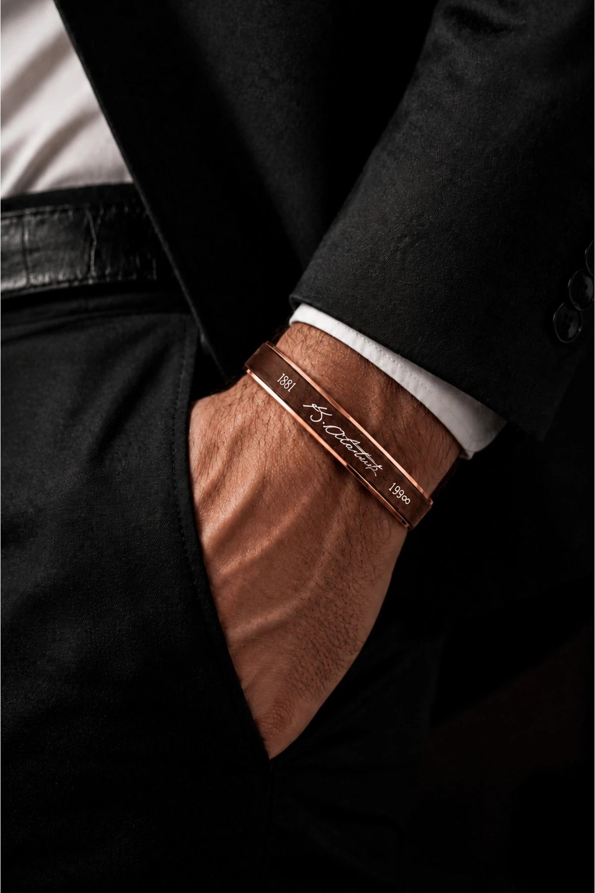 Atatürk İmzalı Bakır Bileklik 1881-193∞ Yazılı Erkek Kadın Ayarlanabilir Mıknatıs Model Manyetik Bakır Bileklik