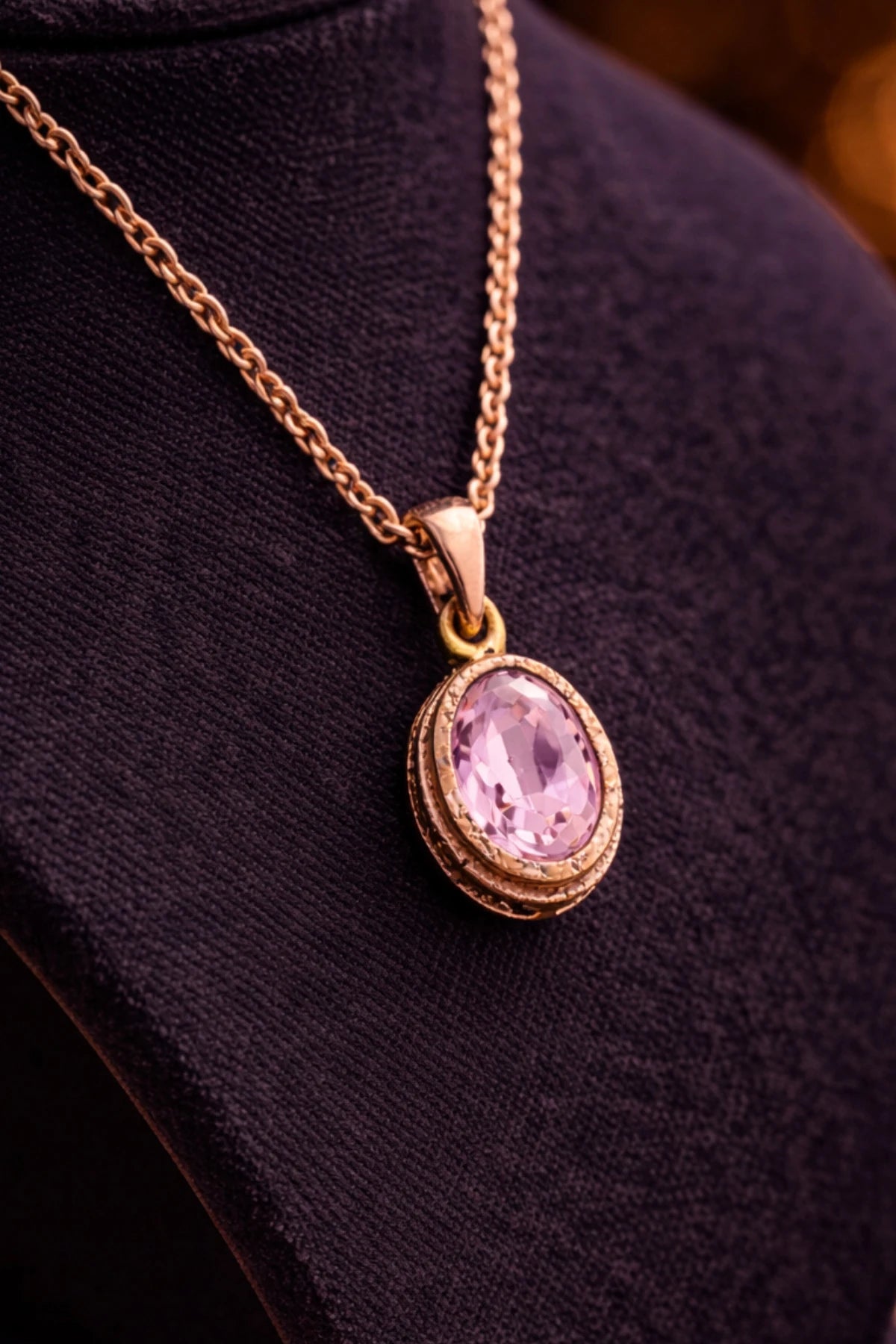 Kadın Bakır Kolye Doğal Açık Pembe Taşlı Minimal Model Kolye