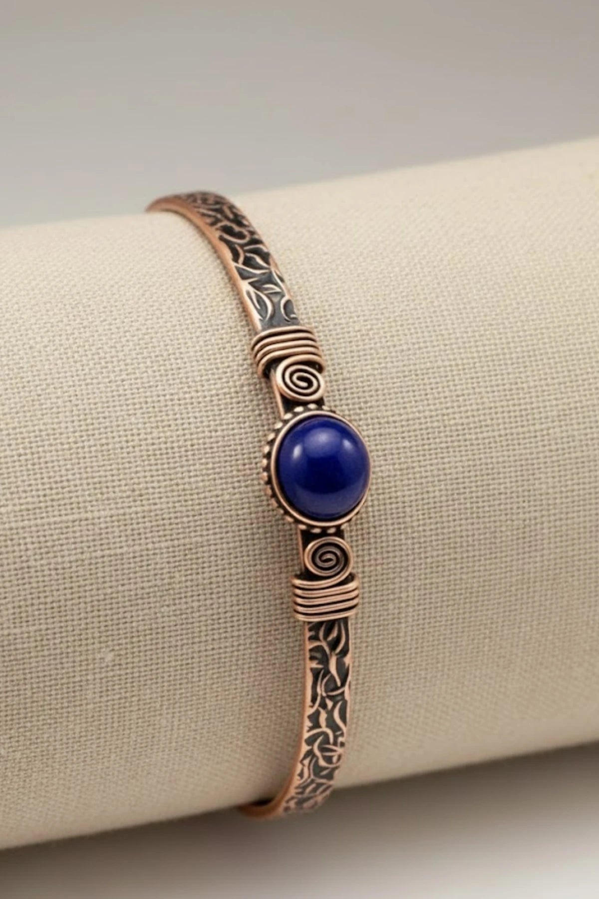 Erkek Bakır Bileklik Doğal Lapis Lazuli Taşı Kadın Kelepçe Bilezik