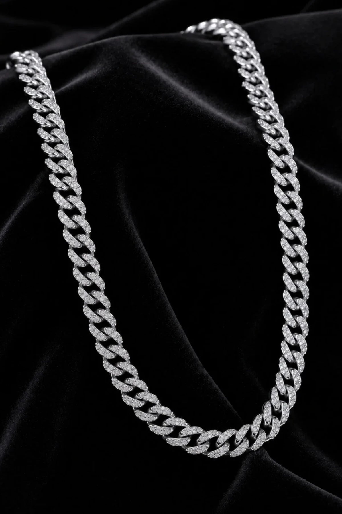 Erkek Taşlı Cuban Chain Bileklik ve Kolye Set Zirkon Taşlı Hip Hop Rapçi Stil Paslanmaz Çelik Bileklik Kolye