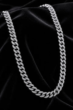 Erkek Taşlı Cuban Chain Bileklik ve Kolye Set Zirkon Taşlı Hip Hop Rapçi Stil Paslanmaz Çelik Bileklik Kolye