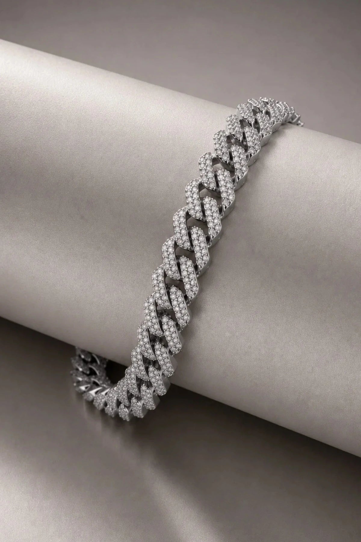 Erkek Taşlı Cuban Chain Bileklik ve Kolye Set Zirkon Taşlı Hip Hop Rapçi Stil Paslanmaz Çelik Bileklik Kolye