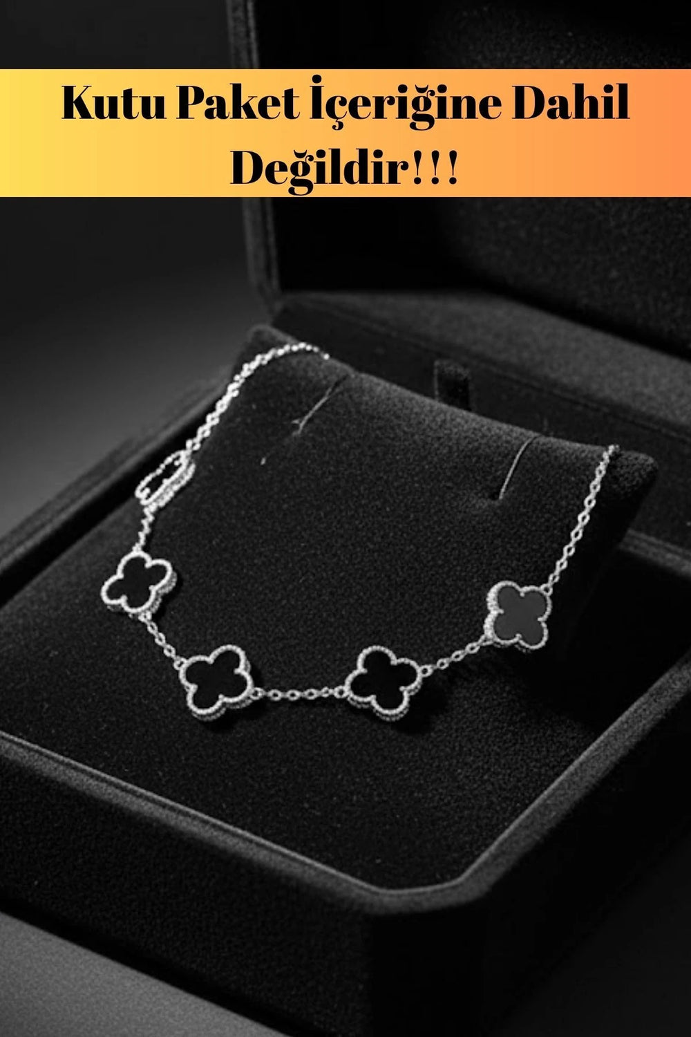 Erkek Kadın Çift Bilekliği Gece Siyahı Oniks Taşlı Form Detaylı Petal Yaprak Model Çelik Bileklik
