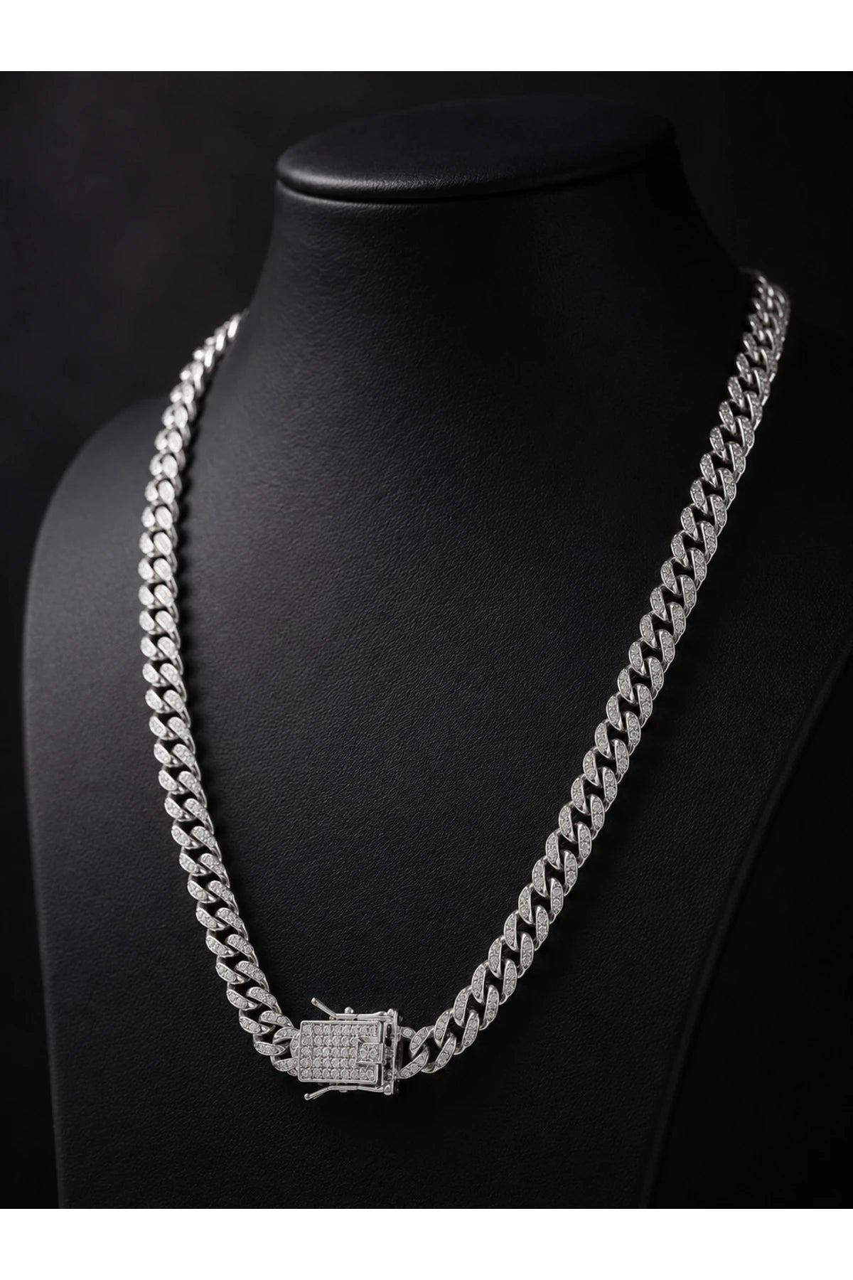 Erkek Kadın Taşlı Cuban Chain Kolye Zirkon Taşlı Hip Hop Rapçi Stil Paslanmaz Çelik Kolye