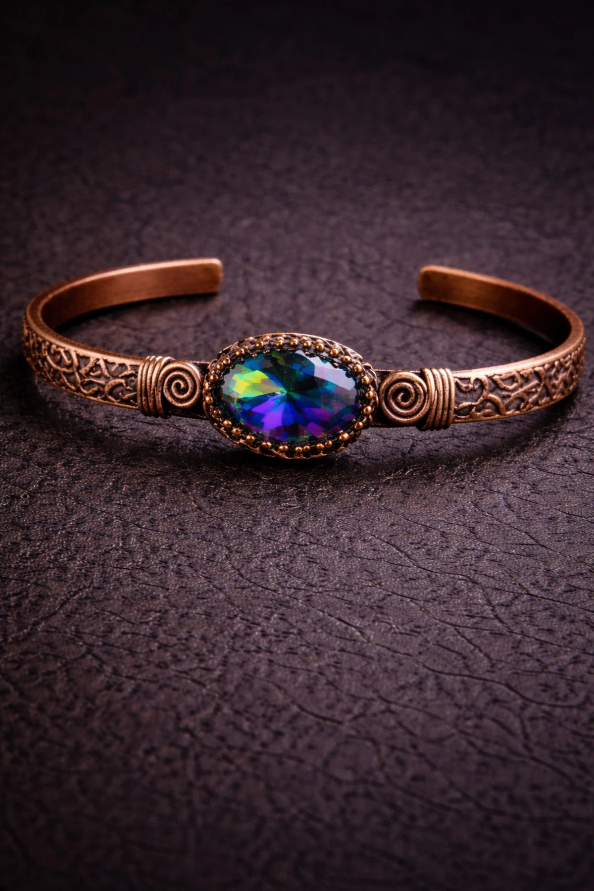 Kadın Bakır Küpe Bileklik Kolye Takım Seti Doğal Mistik Topaz Taşlı Oval Model Set