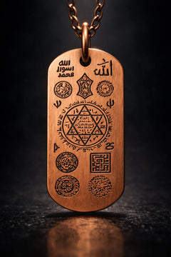 Erkek Bakır Kolye Koruma Zırh Duası Yazılı Dog Tag Model Saf Bakır Kolye Zincir