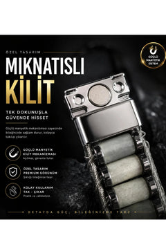 Erkek Çelik Bileklik Doğal Hematit Taşlı Paslanmaz 316 L Premium Bileklik Özel Mıknatıslı Kilit
