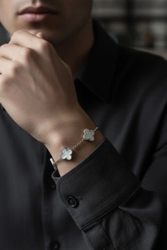 Taşlı Royal Pearl Petal Model Erkek Çelik Bileklik