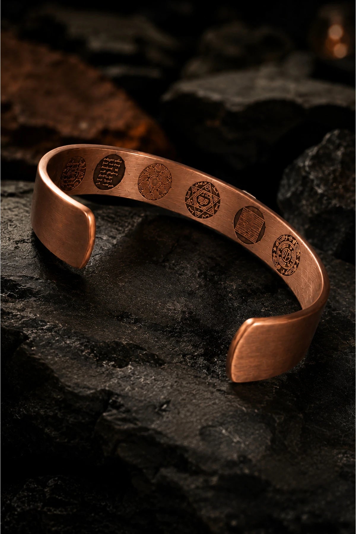 İçi Dualı Erkek Kadın %100 Saf Bakır Bileklik – Süleyman Mührü, Nas Felak, ve İsmi Azam – Ayarlanabilir