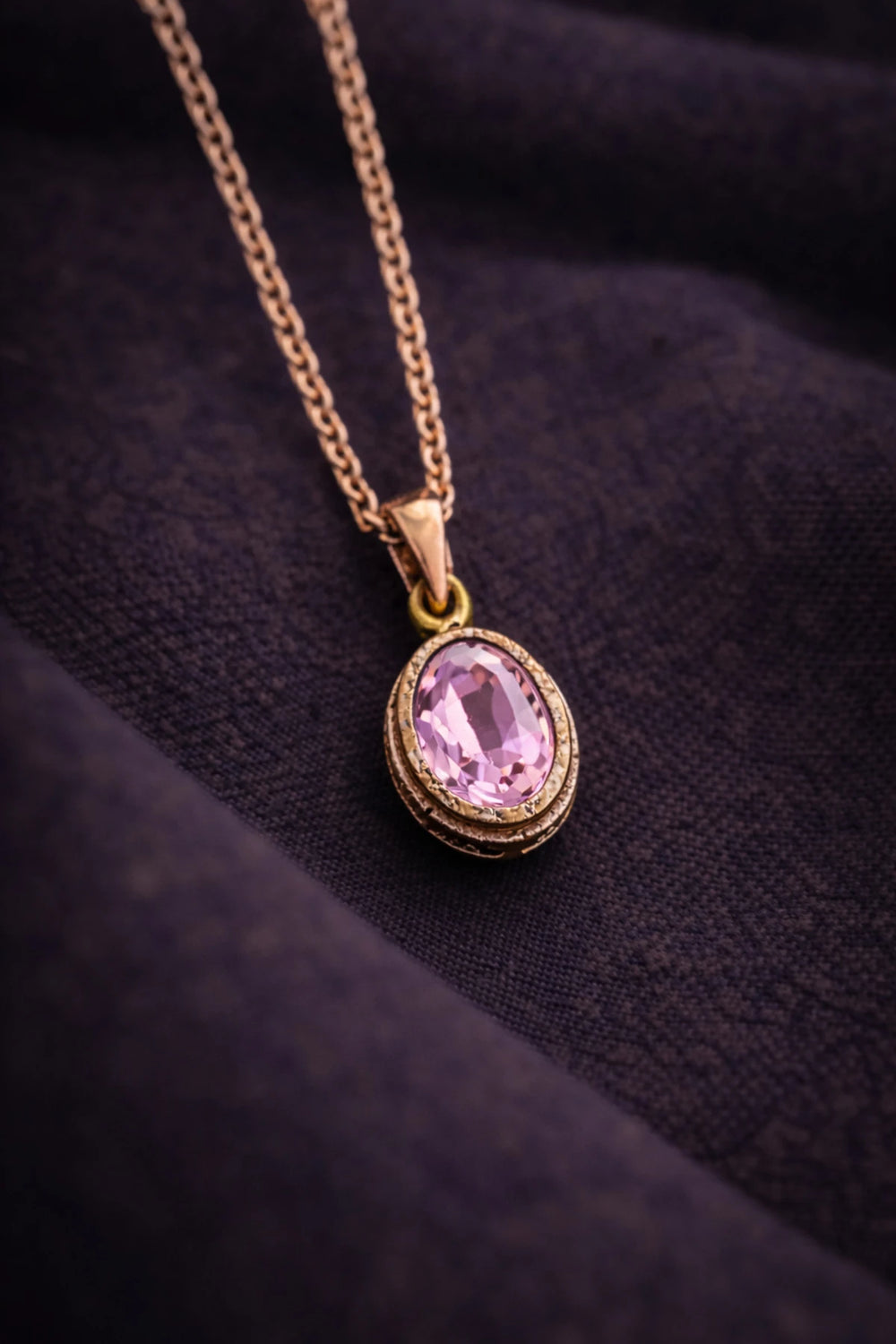 Kadın Bakır Kolye Doğal Açık Pembe Taşlı Minimal Model Kolye