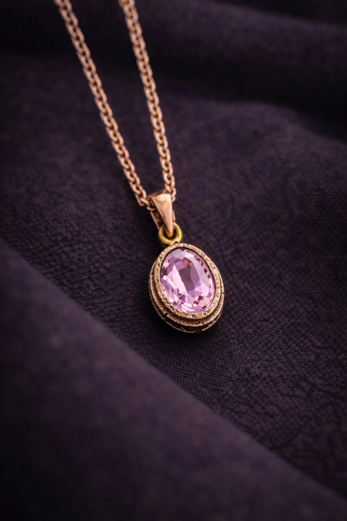 Kadın Bakır Kolye Doğal Açık Pembe Taşlı Minimal Model Kolye
