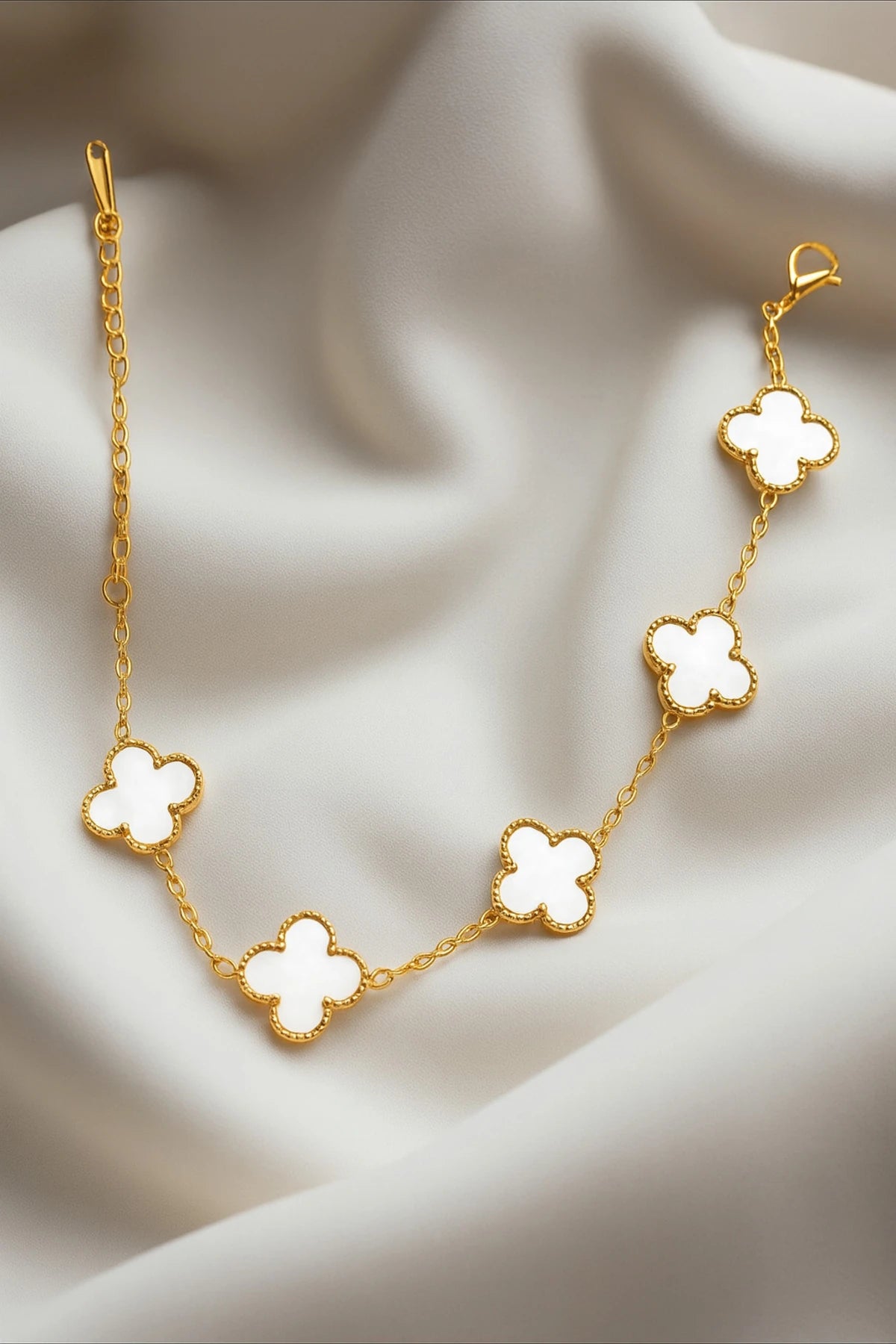 Altın Kaplama Taşlı Royal Pearl Petal Model Erkek Çelik Bileklik