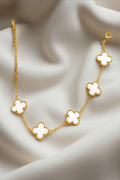 Altın Kaplama Taşlı Royal Pearl Petal Model Erkek Çelik Bileklik