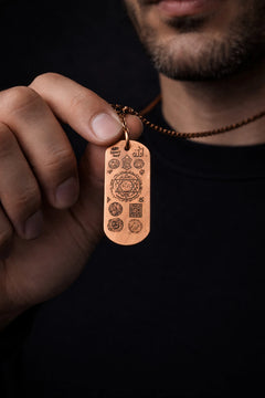 Erkek Bakır Kolye Koruma Zırh Duası Yazılı Dog Tag Model Saf Bakır Kolye Zincir