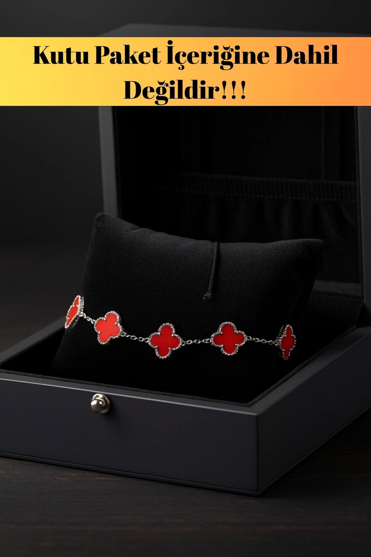 Kırmızı Petal Yaprak Formlu Tasarım Erkek Çelik Bileklik