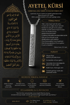 Erkek Kadın Ayetel Kürsi Yazılı Çelik Kolye Paslanmaz Çelik Dikdörtgen Minimal Manevi Tasarım Kolye