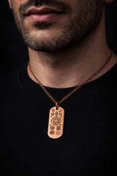 Erkek Bakır Kolye Koruma Zırh Duası Yazılı Dog Tag Model Saf Bakır Kolye Zincir