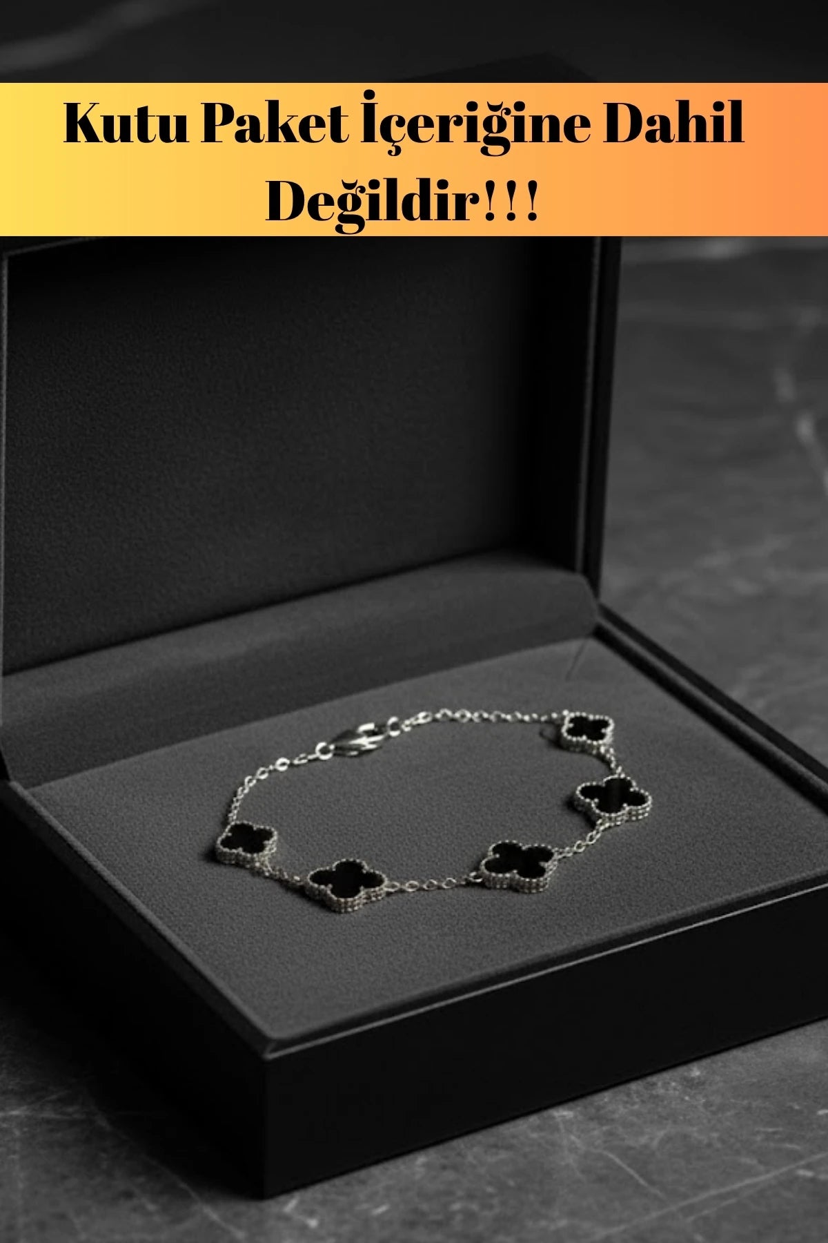 Gece Siyahı Oniks Taşlı Form Detaylı Petal Yaprak Model Erkek Çelik Bileklik