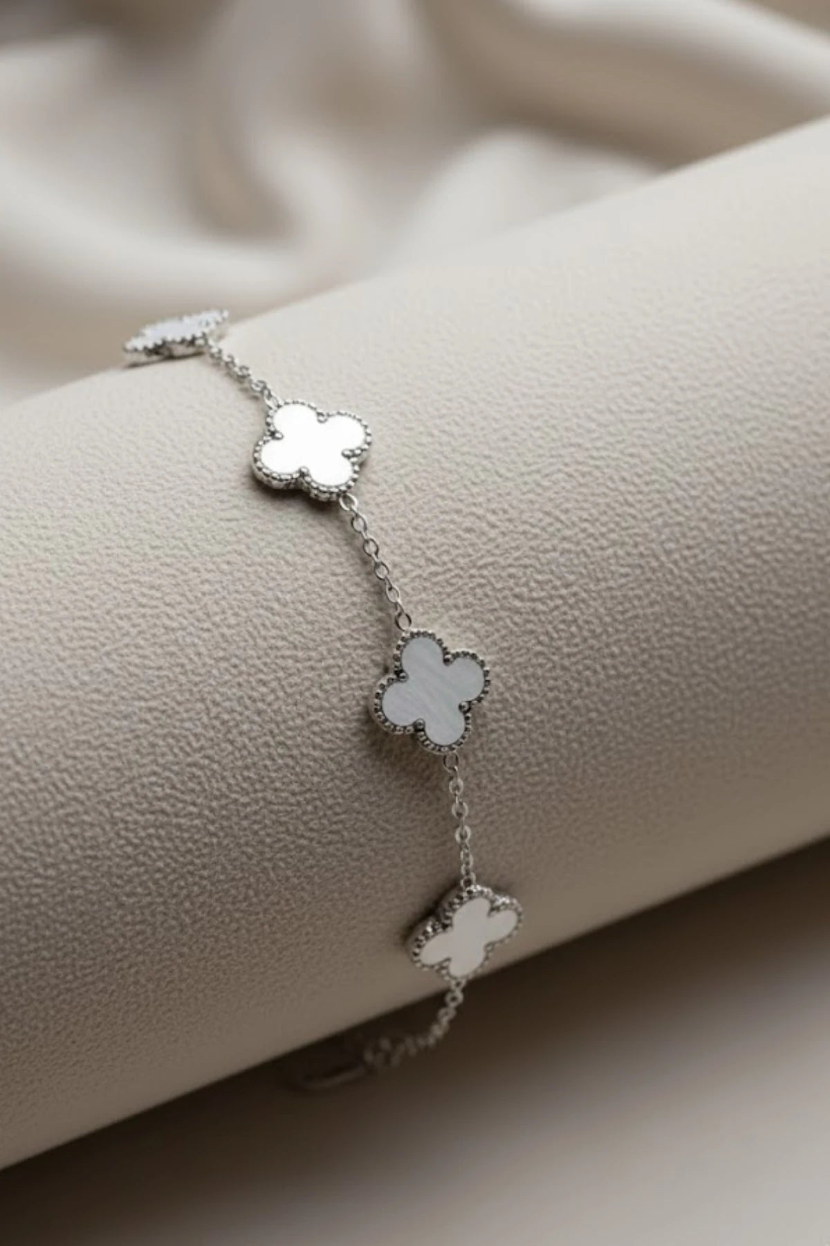 Erkek Kadın Çift Bilekliği Taşlı Royal Pearl Petal Model Çelik Bileklik