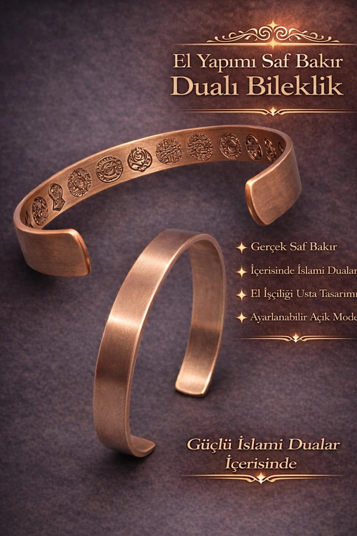 Dualı Bakır Bileklik ve Anahtar Dualı Kolye Seti Manevi Koruma Özel Tasarım Takı Seti