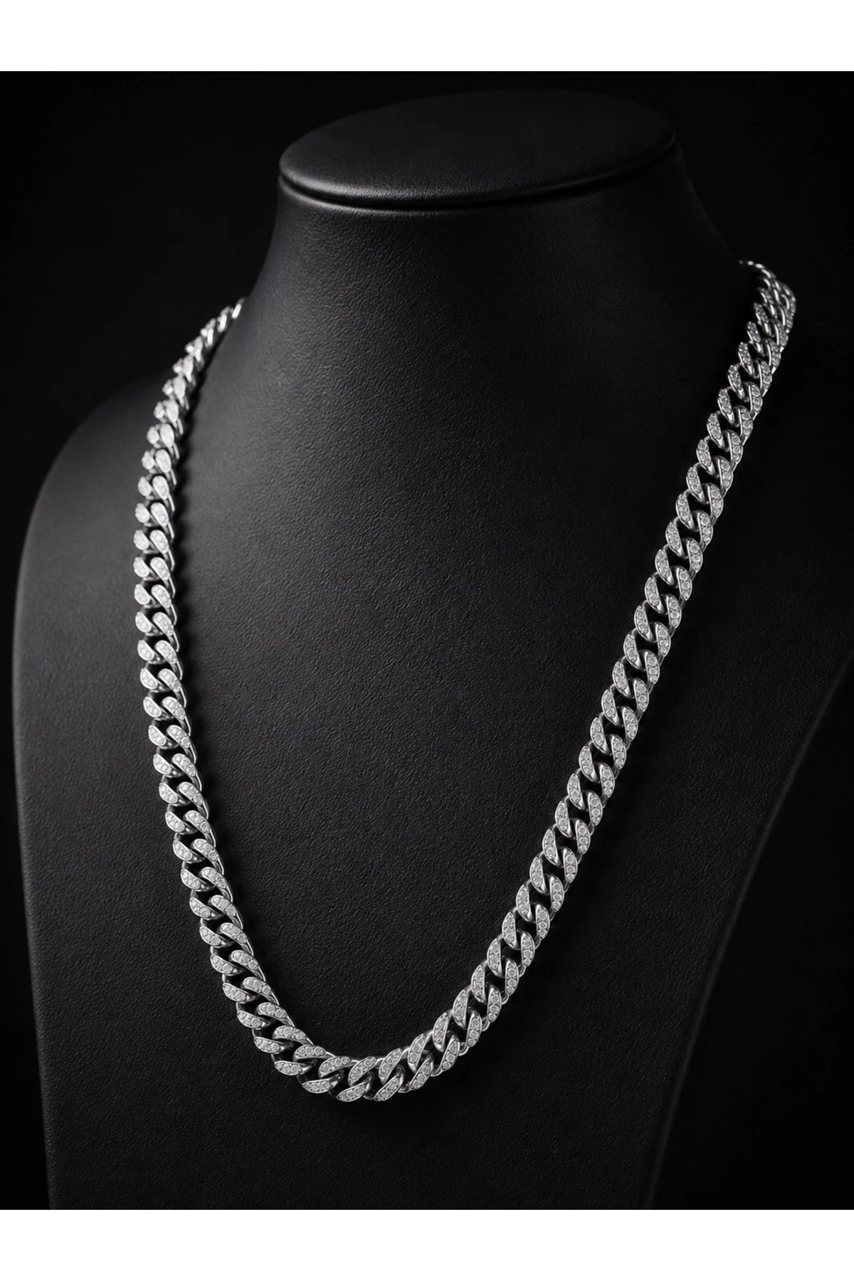 Erkek Kadın Taşlı Cuban Chain Kolye Zirkon Taşlı Hip Hop Rapçi Stil Paslanmaz Çelik Kolye