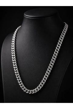 Erkek Kadın Taşlı Cuban Chain Kolye Zirkon Taşlı Hip Hop Rapçi Stil Paslanmaz Çelik Kolye