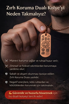 Erkek Bakır Kolye Koruma Zırh Duası Yazılı Dog Tag Model Saf Bakır Kolye Zincir