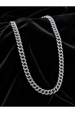 Erkek Kadın Taşlı Cuban Chain Kolye Zirkon Taşlı Hip Hop Rapçi Stil Paslanmaz Çelik Kolye