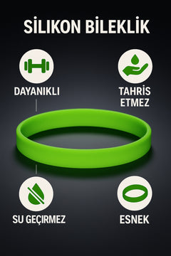 Erkek Kadın Yeşil Silikon Bileklik Sevgiliye Hediye Tahriş Yapmaz