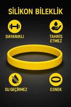 Erkek Kadın Sarı Silikon Bileklik Sevgiliye Hediye Tahriş Yapmaz