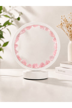 Doğal Taşlı Gece Lambası USB LED Masa Lambası Pembe Kuvars Taşlı Dekoratif Ortam Aydınlatması
