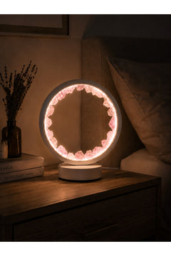 Doğal Taşlı Gece Lambası USB LED Masa Lambası Pembe Kuvars Taşlı Dekoratif Ortam Aydınlatması