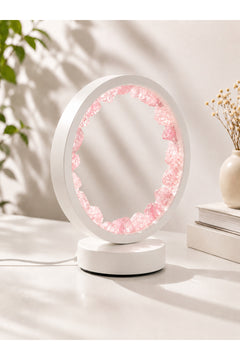 Doğal Taşlı Gece Lambası USB LED Masa Lambası Pembe Kuvars Taşlı Dekoratif Ortam Aydınlatması