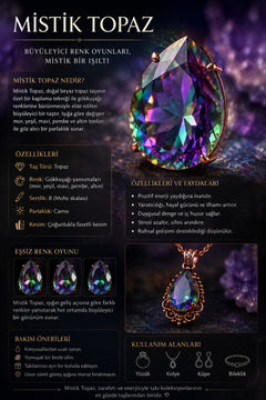 Kadın Mistik Topaz Taşlı Kolye ve Küpe Seti Otantik Vintage Tasarım Şık Takı Seti