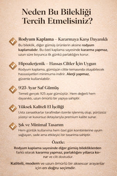 Kadın Gümüş Bileklik Lades Model Rodyum Kaplama Kararmaz 925 Ayar Saf Gümüş Bilezik Kelepçe