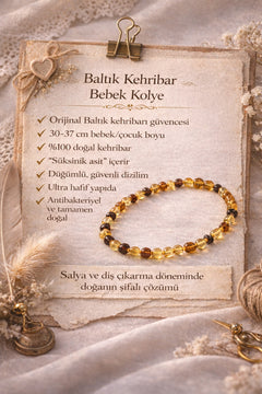 Baltık Kehribar Bebek Diş Çıkarma Bileklik – Doğal & Güvenli (15 cm)”