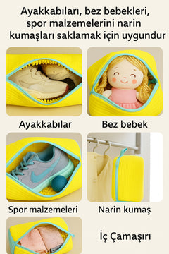 Ayakkabı Yıkama Çantası – Özel Koruyucu Kumaş, Fermuarlı, Tekrar Kullanılabilir Büyük Boy Torba File
