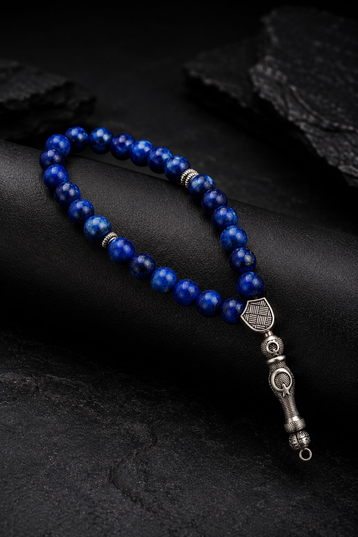 Kiyanit Doğal Taş Tespih ve Bileklik Seti Ortaboy Erkek Premium Tasarım