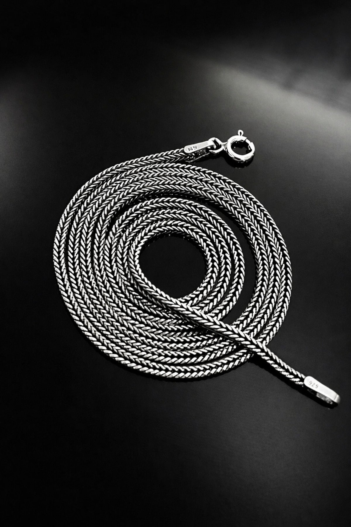 Erkek Gümüş Kolye Tilki kuyruğu Gümüş Erkek Kolye Zincir İtalyan Malı 1.8 mm İnce Model
