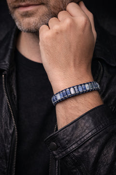 Erkek Doğal Lapis Lazuli Taşlı Deri Kordon Erkek Künye Bileklik